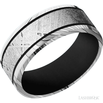 Tiger with Polish Finish and Meteorite Inlay and Black - 8MM - Larson Jewelers