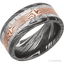 Damascus beveled band with meteorite and mokume inlays - 9MM - Larson Jewelers