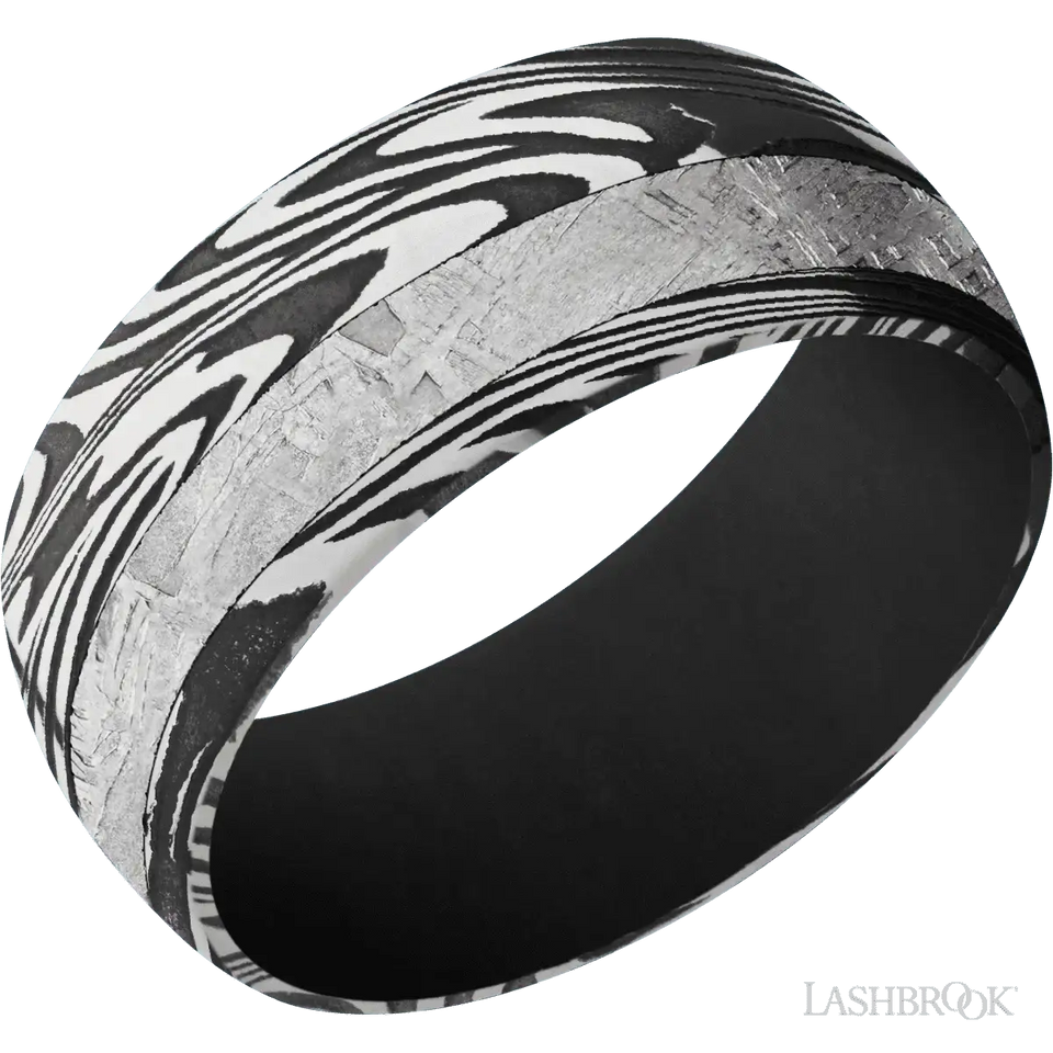 Sunset with Acid Finish and Meteorite Inlay and Black - 9MM - Larson Jewelers
