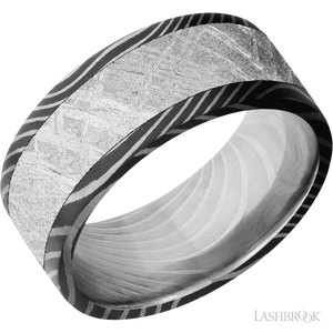 Flattwist with Acid Finish and Meteorite Inlay - 9MM - Larson Jewelers