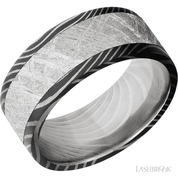 Flattwist with Acid Finish and Meteorite Inlay - 9MM - Larson Jewelers