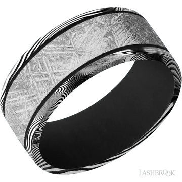 Tightweave with Acid Finish and Meteorite Inlay and Black - 9MM - Larson Jewelers