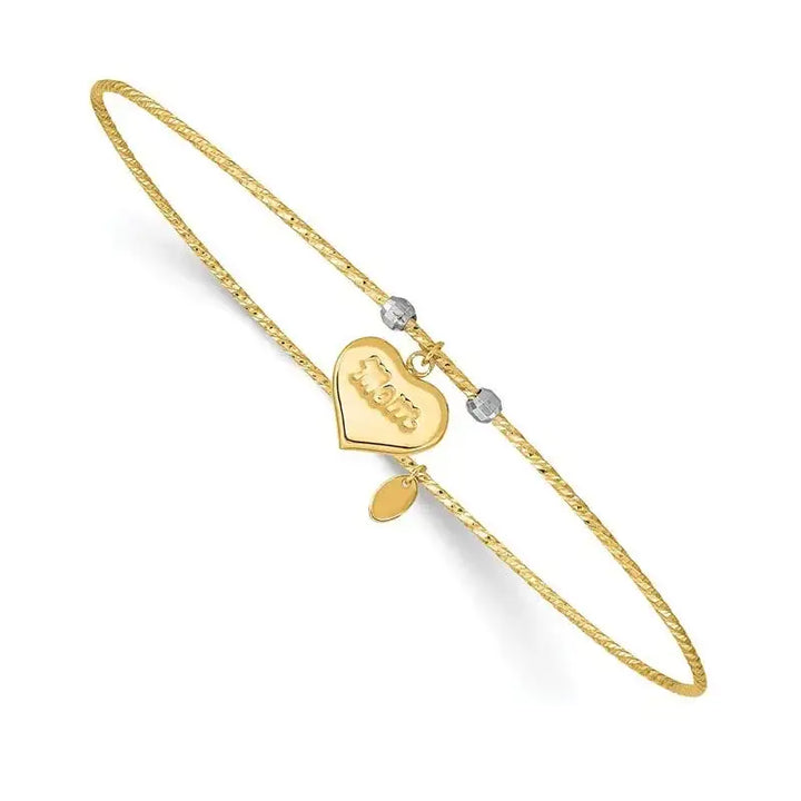 14K Two-tone Diamond-Cut Heart w/Mom Bangle - Larson Jewelers