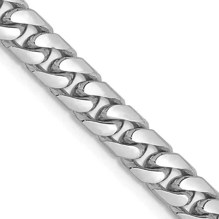 14K White Gold 5mm Solid Miami Cuban Link with Lobster Clasp Chain Necklace - Larson Jewelers