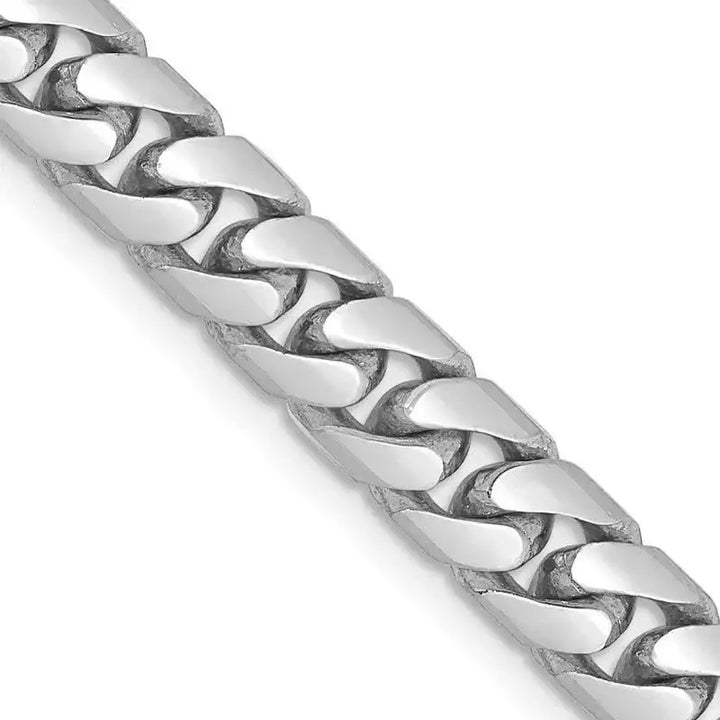 14K White Gold 5.5mm Solid Miami Cuban Link with Lobster Clasp Chain Necklace - Larson Jewelers