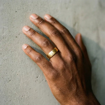 GILDUR Domed Hammered Finish Gold Plated Tungsten Ring - 8mm - Larson Jewelers