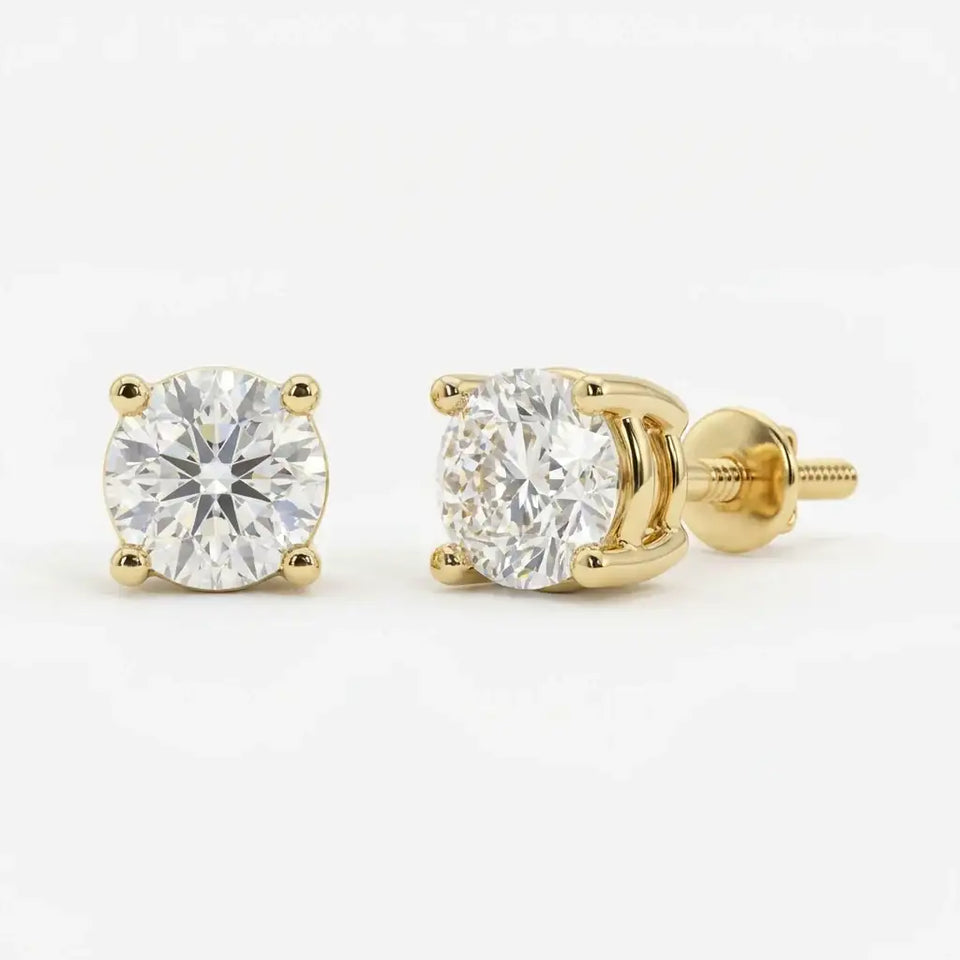 14K Yellow Gold 4-Prong Solitaire Basket Studs with Lab Grown Diamond - Larson Jewelers