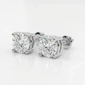 14K White Gold 4-Prong Solitaire Basket Studs with Lab Grown Diamond - Larson Jewelers