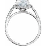 VIVIENNE Pavé Halo Four Prong Solitaire Lab Diamond Engagement Ring in Silver - Larson Jewelers