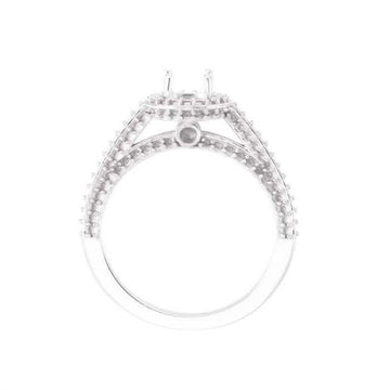 MADELEINE Halo Style Four Prong Lab Diamond Engagement Ring with Round Stone Setting in Silver - Larson Jewelers