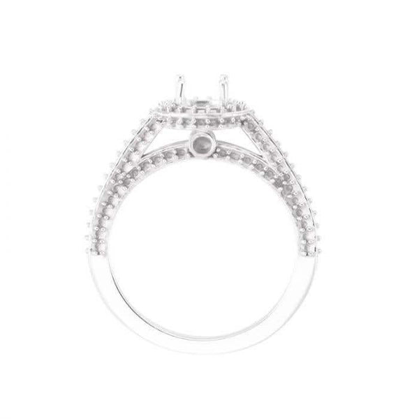 MADELEINE Halo Style Four Prong Lab Diamond Engagement Ring with Round Stone Setting in Platinum - Larson Jewelers