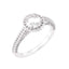 MADELEINE Halo Style Four Prong Lab Diamond Engagement Ring with Round Stone Setting in 18K White Gold - Larson Jewelers