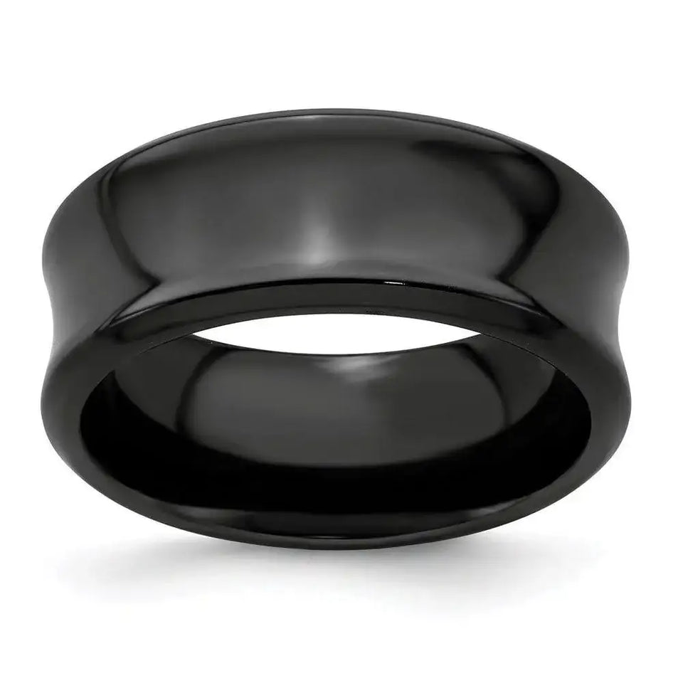 Edward Mirell Titanium Black Ti Polished Concave 9mm Band - Larson Jewelers