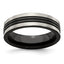 Edward Mirell Grey Titanium/Black Ti Center Grooved 6mm Flat Band - Larson Jewelers