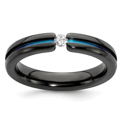Edward Mirell Black Ti White Sapphire & Rainbow Anodized 4mm Band - Larson Jewelers