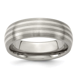 Edward Mirell Titanium with Sterling Silver Inlay Brushed 7mm Band - Larson Jewelers