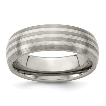 Edward Mirell Titanium with Sterling Silver Inlay Brushed 7mm Band - Larson Jewelers