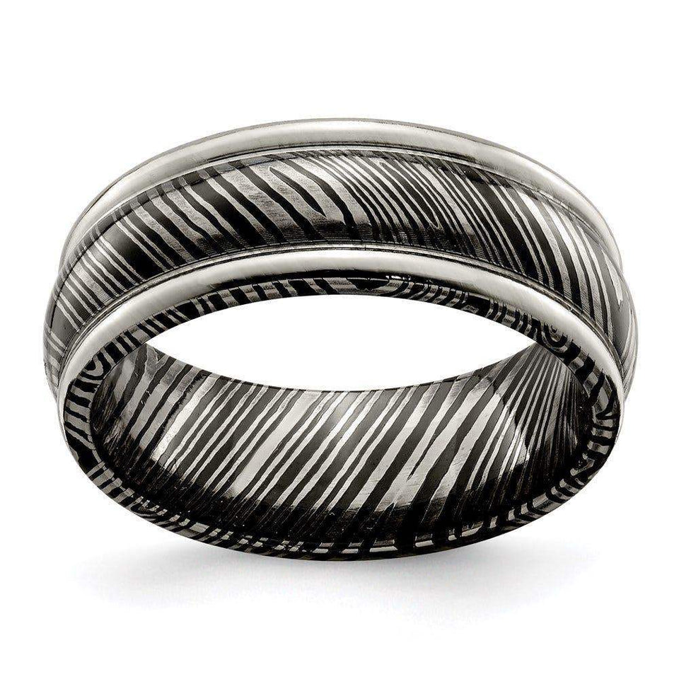 Edward Mirell Timoku 8mm Domed Ridged Edge Band - Larson Jewelers