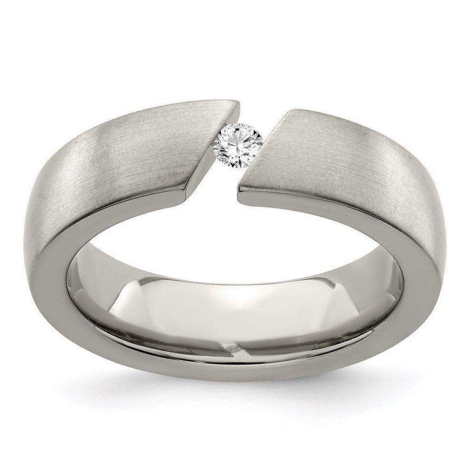Edward Mirell Titanium Brushed .10ct Diamond 6mm Band - Larson Jewelers