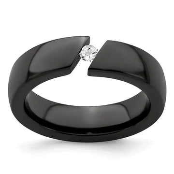 Edward Mirell Black Ti .10ct Diamond 6mm Band - Larson Jewelers