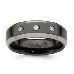 Edward Mirell Black Ti Beveled .09 ct Diamond w/Sterling Silver Bezel Band - Larson Jewelers
