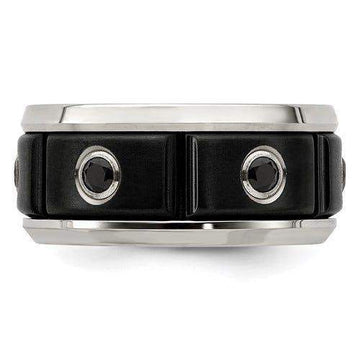 AELIANUS Black Titanium Ring with Black Spinel Setting and polished Edges by Edward Mirell - 11 mm - Larson Jewelers