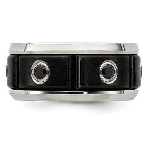 AELIANUS Black Titanium Ring with Black Spinel Setting and polished Edges by Edward Mirell - 11 mm - Larson Jewelers