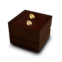 Deer Stag Fawn Elk Tracks Engraved Wood Ring Box Chocolate Dark Wood Personalized Wooden Wedding Ring Box - Larson Jewelers