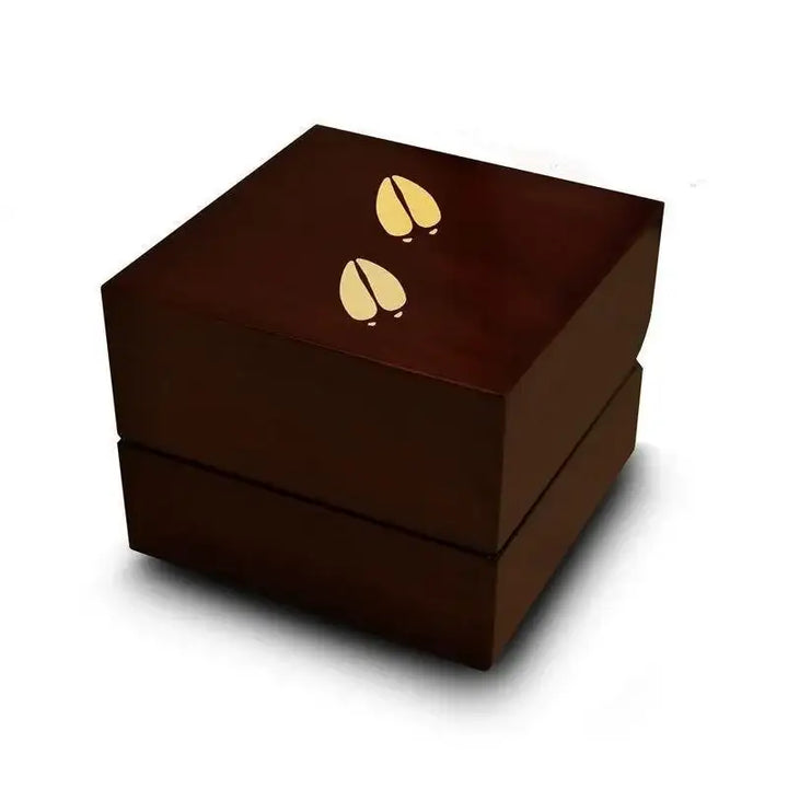 Deer Stag Fawn Elk Tracks Engraved Wood Ring Box Chocolate Dark Wood Personalized Wooden Wedding Ring Box - Larson Jewelers
