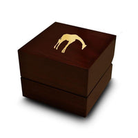 Giraffe Print Engraved Wood Ring Box Chocolate Dark Wood Personalized Wooden Wedding Ring Box - Larson Jewelers