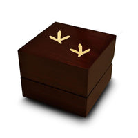 Quail Tracks Engraved Wood Ring Box Chocolate Dark Wood Personalized Wooden Wedding Ring Box - Larson Jewelers