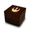 Rebel Alliance Star Wars Symbol Engraved Wood Ring Box Chocolate Dark Wood Personalized Wooden Wedding Ring Box - Larson Jewelers