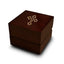Artistic Cross Engraved Wood Ring Box Chocolate Dark Wood Personalized Wooden Wedding Ring Box - Larson Jewelers