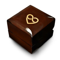 Combined Heart and Infinity Symbol Engraved Wood Ring Box Chocolate Dark Wood Personalized Wooden Wedding Ring Box - Larson Jewelers