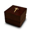 Crucifixion of Christ Cross Symbol Engraved Wood Ring Box Chocolate Dark Wood Personalized Wooden Wedding Ring Box - Larson Jewelers