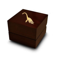 Plesiosaurus Dinosaur Engraved Wood Ring Box Chocolate Dark Wood Personalized Wooden Wedding Ring Box - Larson Jewelers