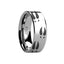 Deer Print Animal Track Ring Engraved Flat Tungsten Ring - 4mm - 12mm - Larson Jewelers