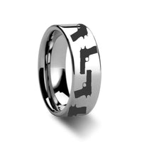 M1911 Firearm M1911 Design Ring Engraved Flat Tungsten Ring - 4mm - 12mm - Larson Jewelers