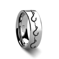 Multiple Fishing Hook Pattern Ring Engraved Flat Tungsten Ring - 4mm - 12mm - Larson Jewelers