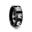 Animal Horse Head Print Ring Engraved Flat Black Tungsten Ring - 4mm - 12mm - Larson Jewelers
