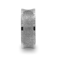 Fingerprint Ring Engraved Concave Tungsten Ring Brushed Center - Trevico - 8mm - Larson Jewelers
