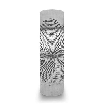 Fingerprint Ring Engraved Domed Tungsten Ring Brushed Ring- Perseus - 4mm - 12mm - Larson Jewelers