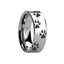 Animal Track Wolf Print Ring Engraved Flat Tungsten Polished- 4mm - 12mm - Larson Jewelers