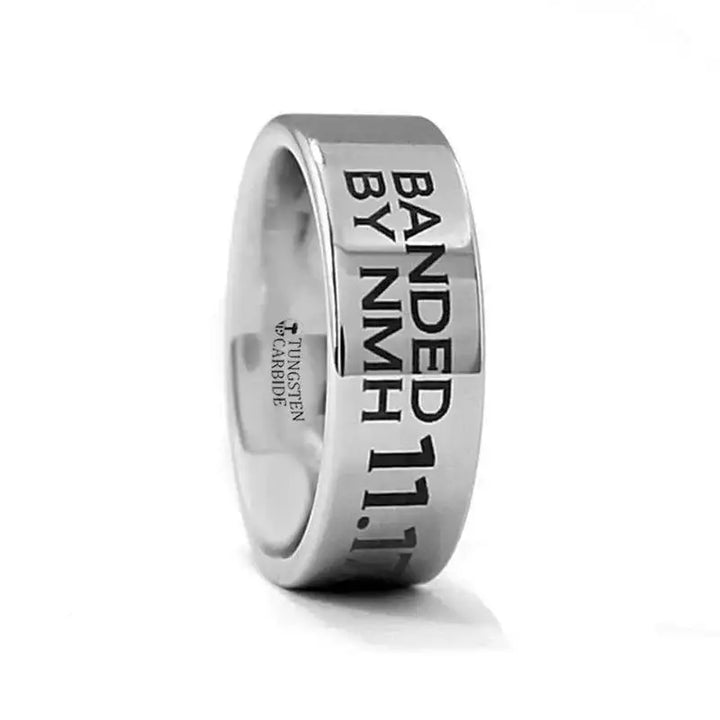 Duck Band Ring Engraved Flat Tungsten Ring Polished - 4mm - 12mm - Larson Jewelers