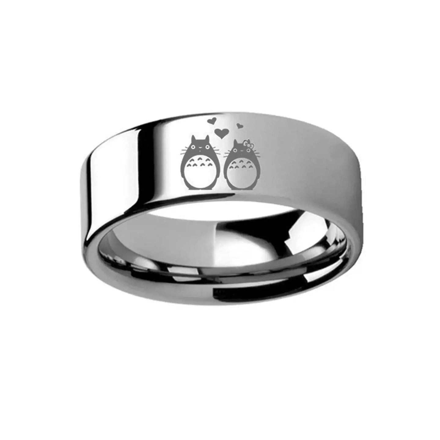 My Neighbor Totoro Couple Love Tungsten Engraved Ring - 4mm - 12mm - Larson Jewelers