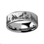 Howling Wolf Moon Mountain Ring Engraved Flat Tungsten Polished - 4mm - 12mm - Larson Jewelers