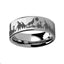 Howling Wolf Moon Mountain Ring Engraved Flat Tungsten Polished - 4mm - 12mm - Larson Jewelers