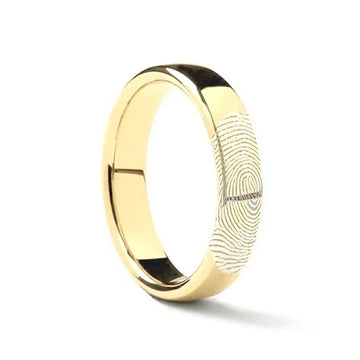 10k Fingerprint Ring Yellow Gold Engraved Domed Band - 4mm - 8mm - Larson Jewelers