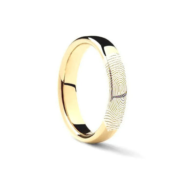 10k Fingerprint Ring Yellow Gold Engraved Domed Band - 4mm - 8mm - Larson Jewelers