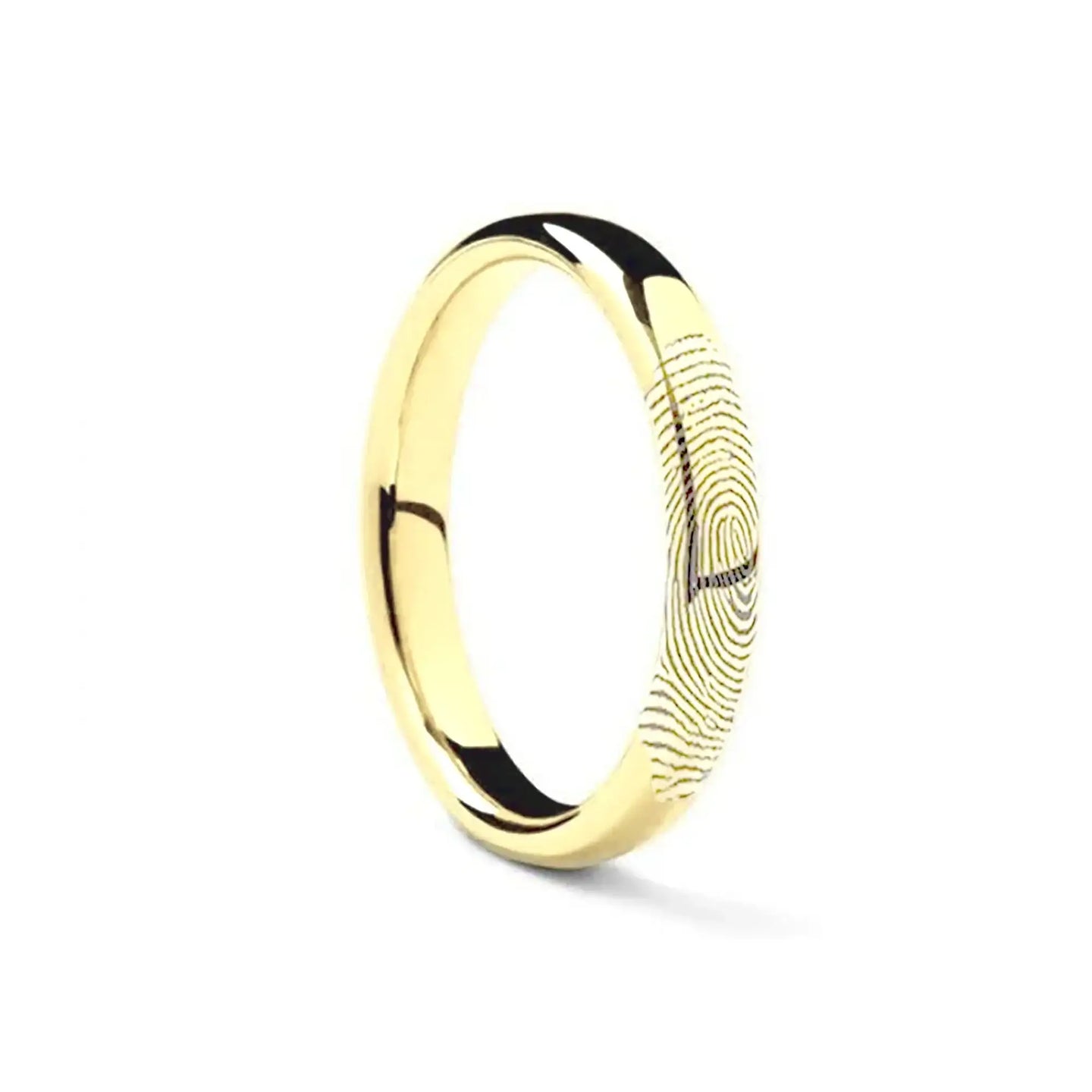 10k Fingerprint Ring Yellow Gold Engraved Domed Band - 4mm - 8mm - Larson Jewelers